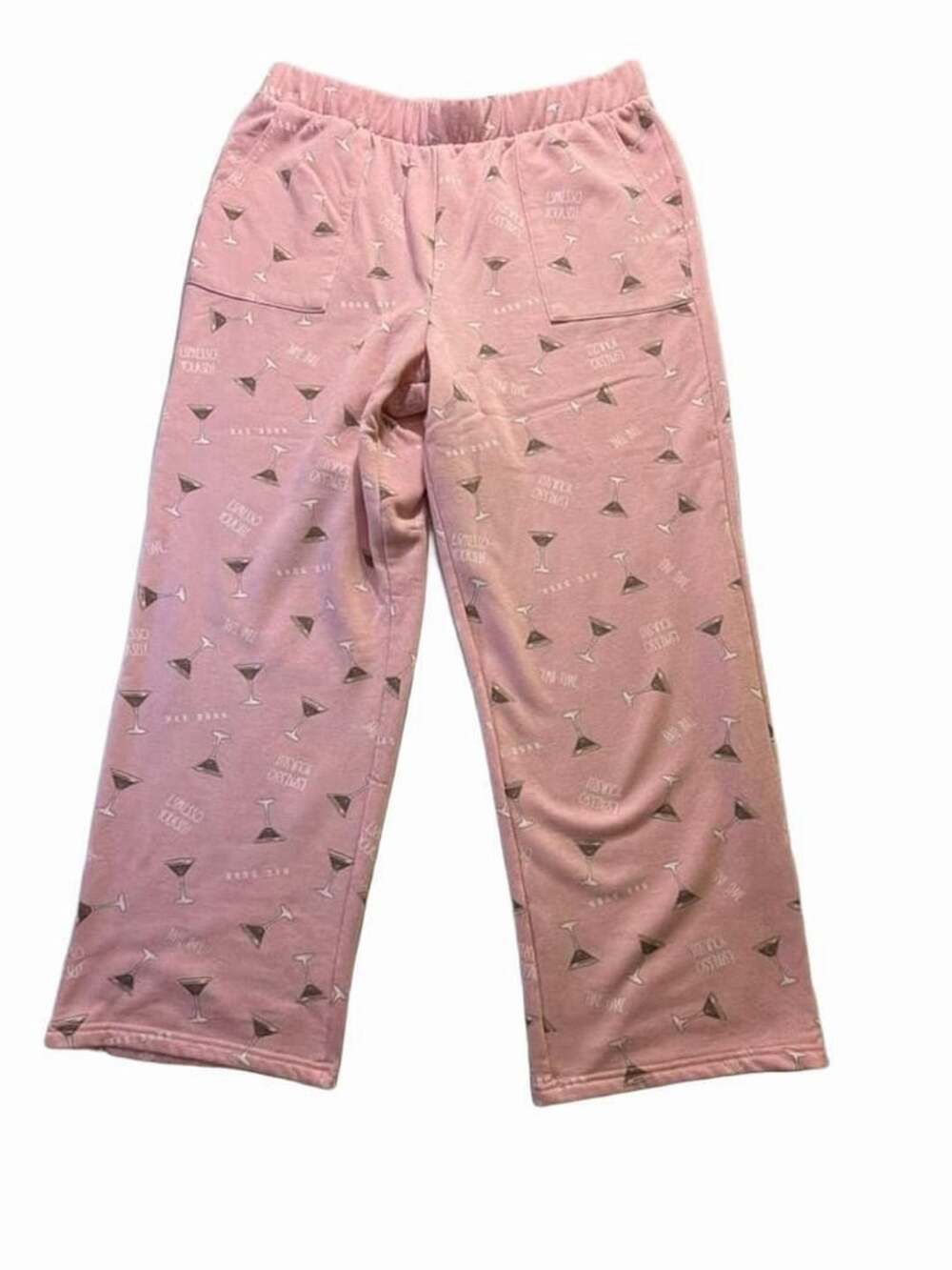 Rae Dunn Pink Martini All Over Print Pajama Lounge Pants Size Large L